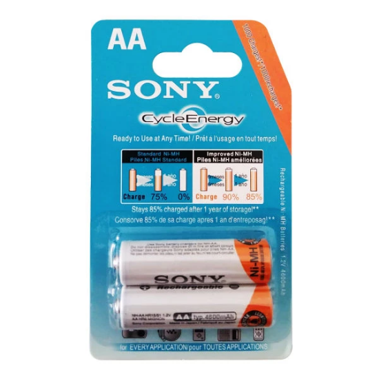 تصویر   باتری قلمی قابل شارژ سونی مدل NH-AA HR15/51 ظرفیت 4600 میلی آمپر ساعت بسته 2 عددی